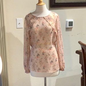 Worthington pink floral sheer shirt